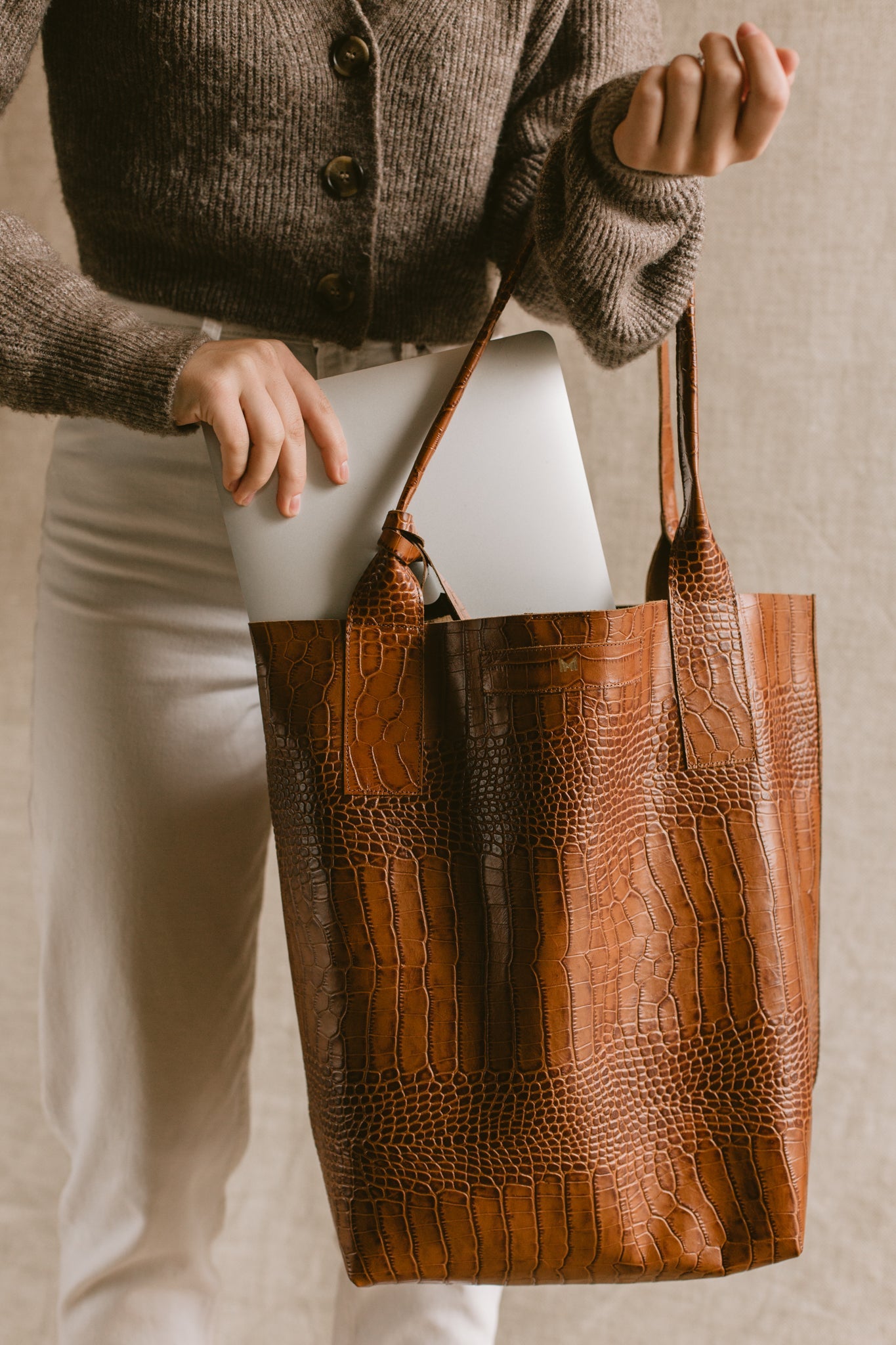 Shopper bag brown crocodile – MIUMMASH EN